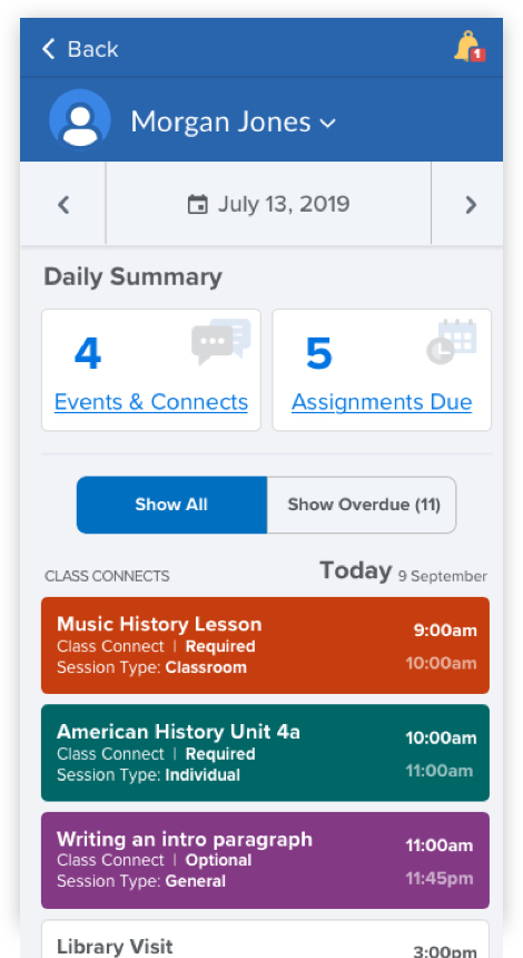 screenshots of the Get Help Now section of the K12 App